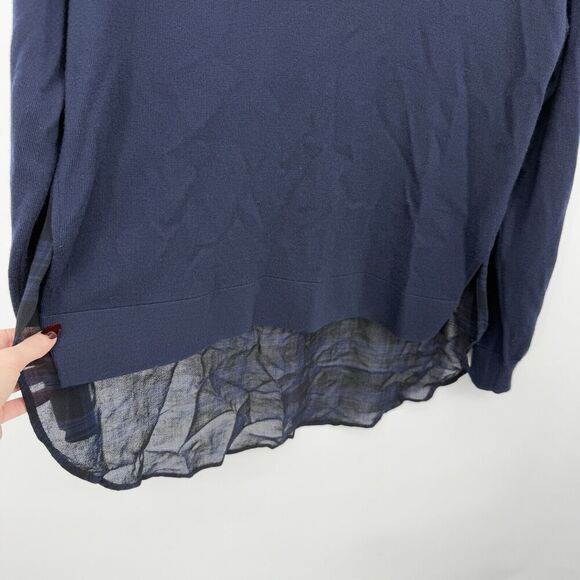 T Alexander Wang *Flaws* Merino Wool Navy Blue Sweater Top Plaid Size Small - Picture 3 of 10